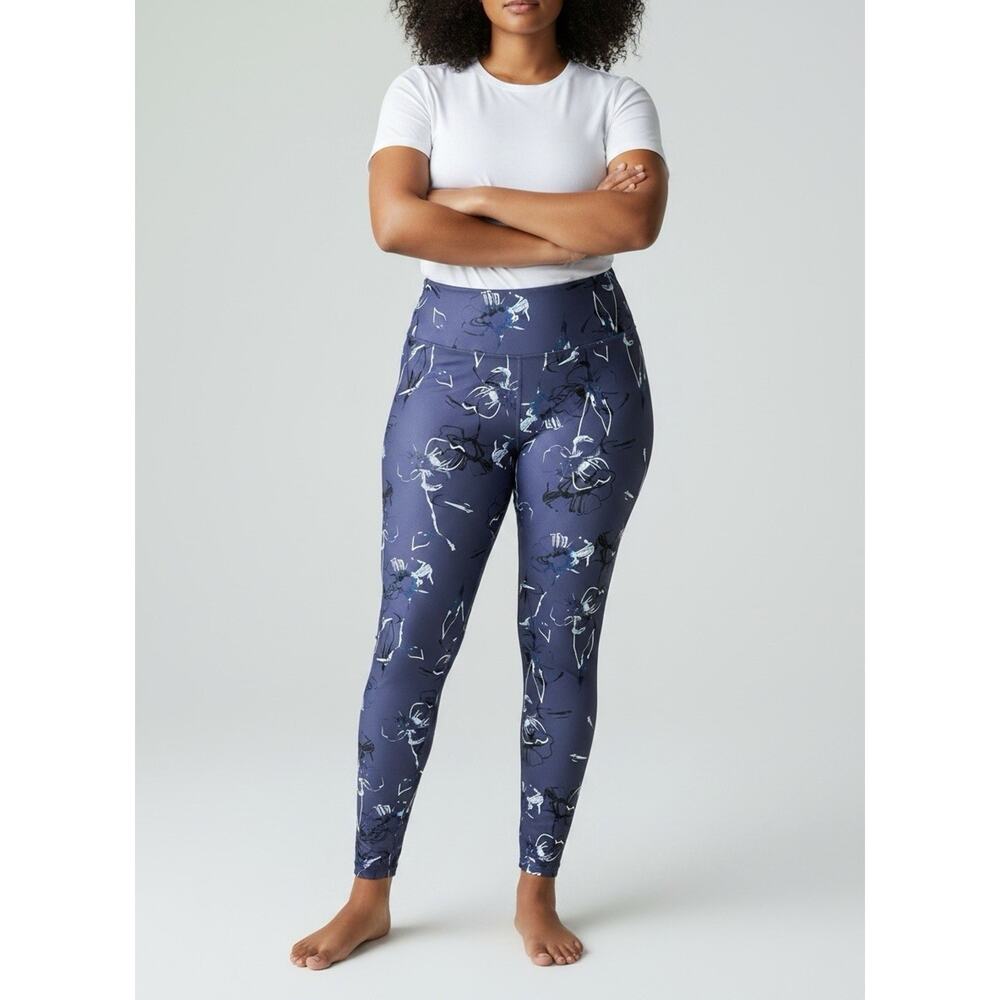 New Fabletics Purple Floral The Up & Coming Leggings Tall XXL 16/18 MSRP $85